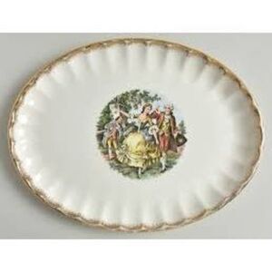 Vintage W.S. George Collector Platter Colonial Couple 22KT Gold Trim Bolero